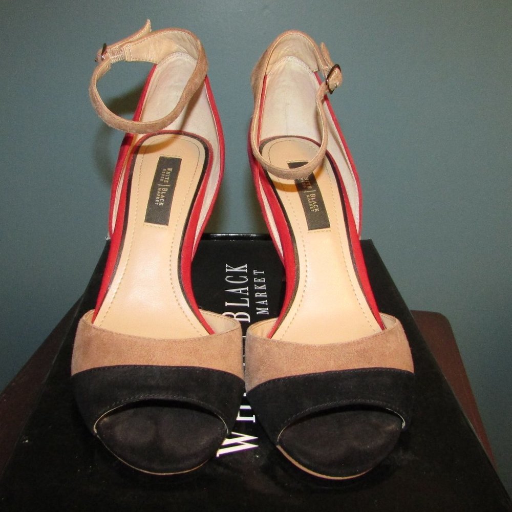 WHBM Suede Colorblock Heels - Picture 6 of 12